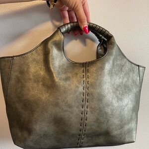 a.n.a Metallic Green/Gray Tote Bag